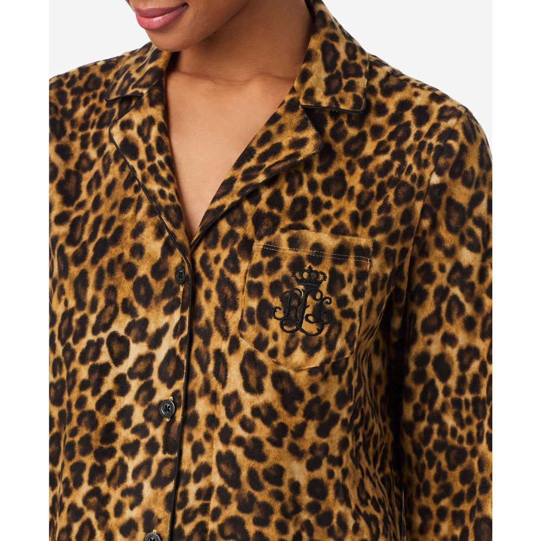 'Long Sleeves Notch Collar Pajama Set' pour Femmes