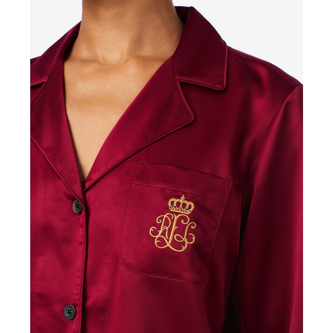 'Long Sleeves Notch Collar Pajama Set' pour Femmes