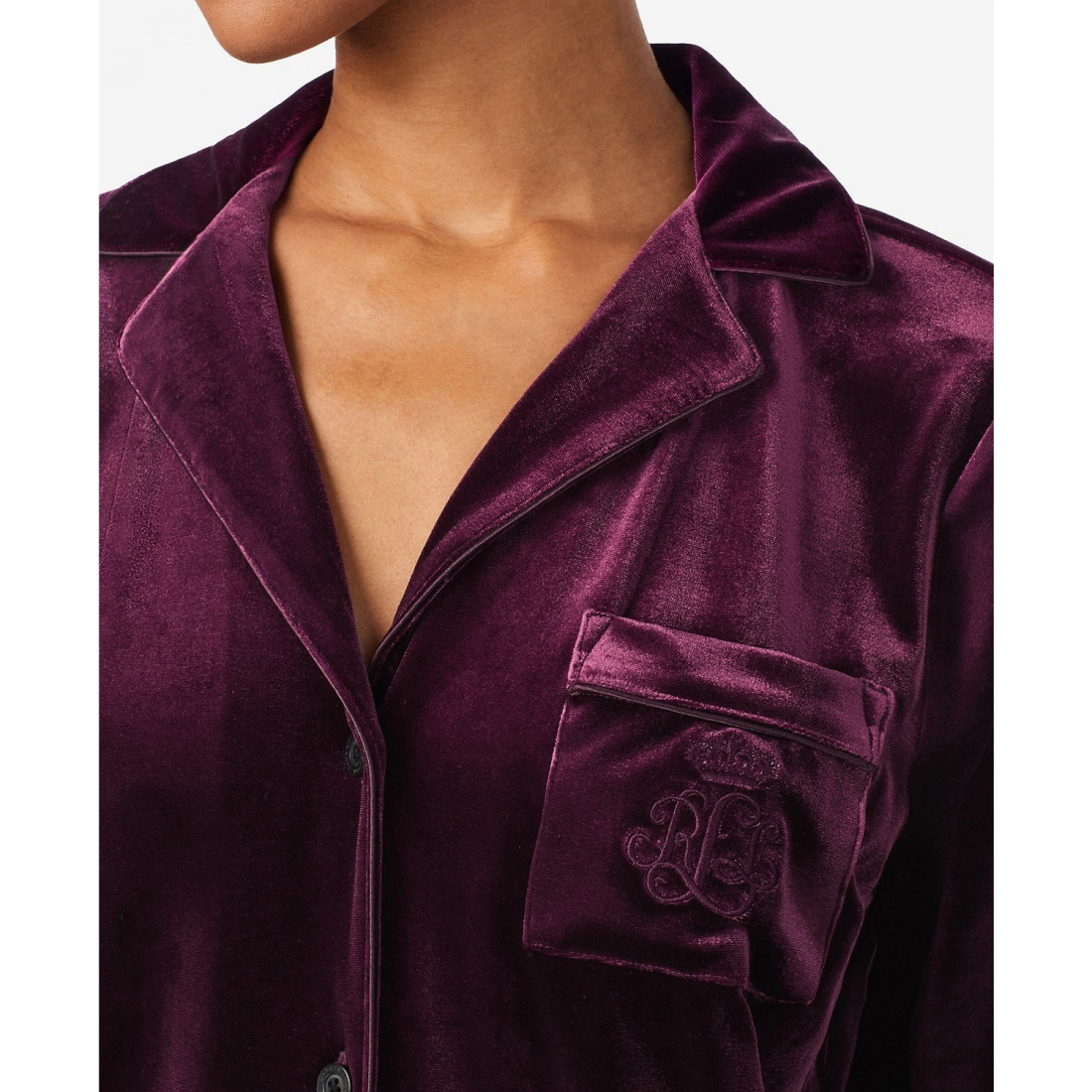 'Long Sleeves Notch Collar Pajama Set' pour Femmes