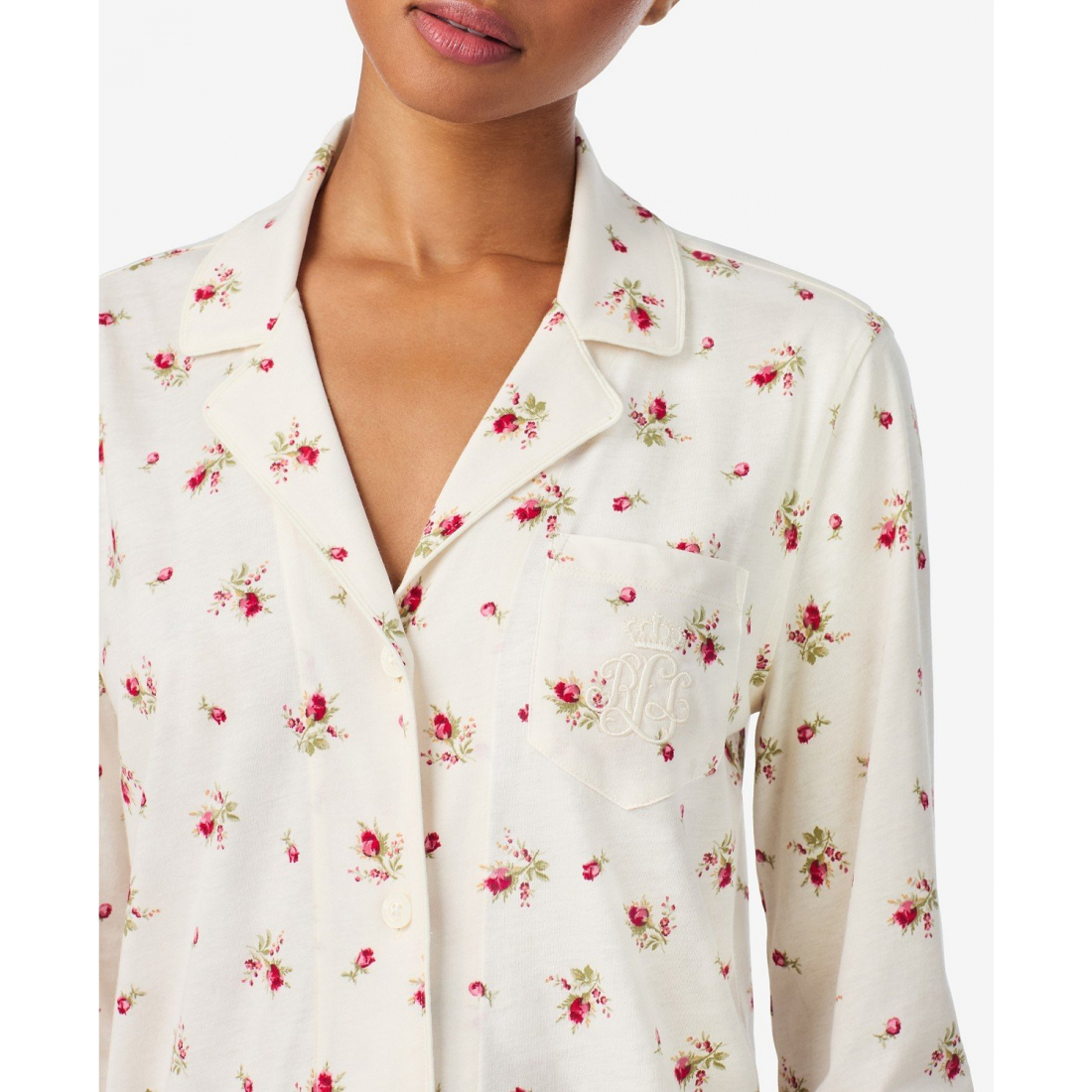 'Long Sleeves Notch Collar Pajama Set' pour Femmes