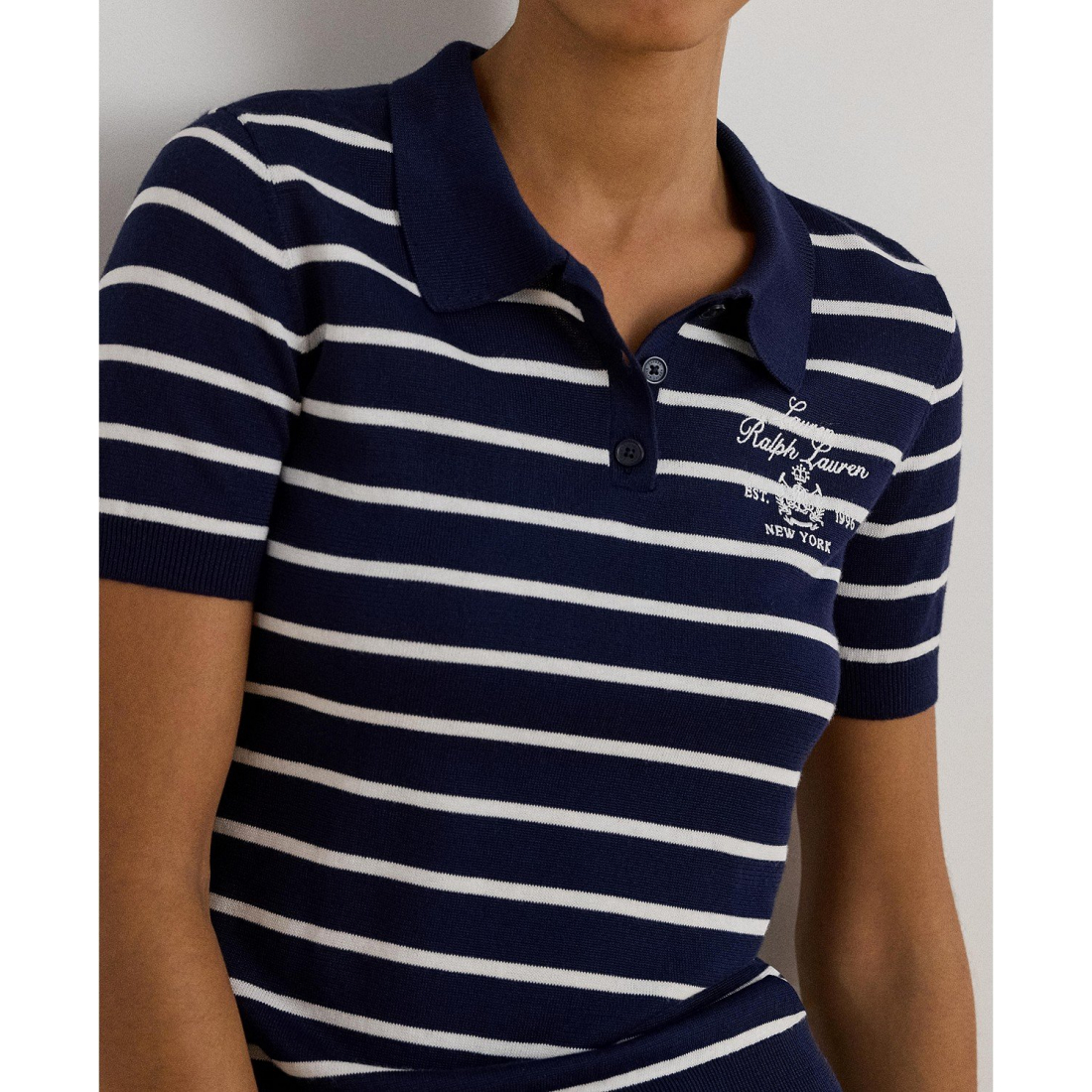 'Striped Slim-Fit Polo Sweater' pour Femmes