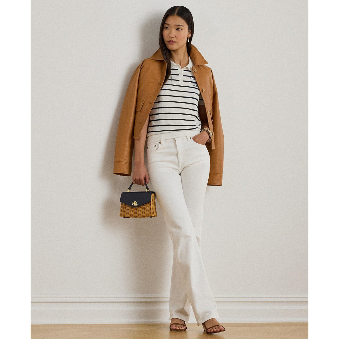 'Striped Slim-Fit Polo Sweater' pour Femmes