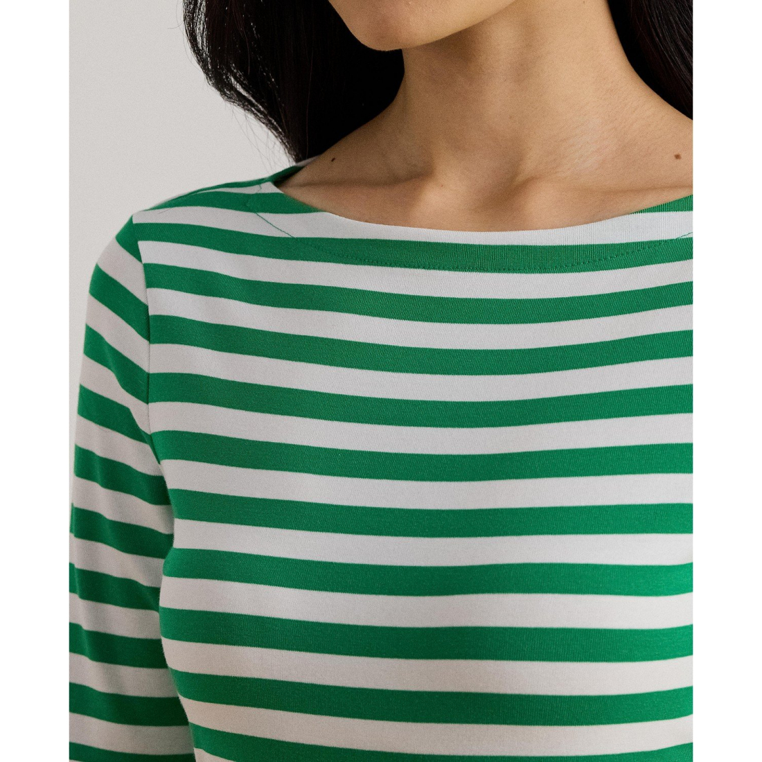 'Striped Boat Neck T-Shirt' pour Femmes