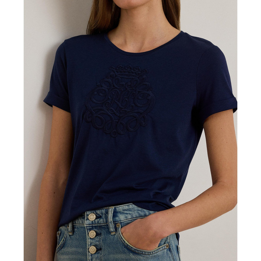 'Crewneck Embroidered-Logo T-Shirt' pour Femmes
