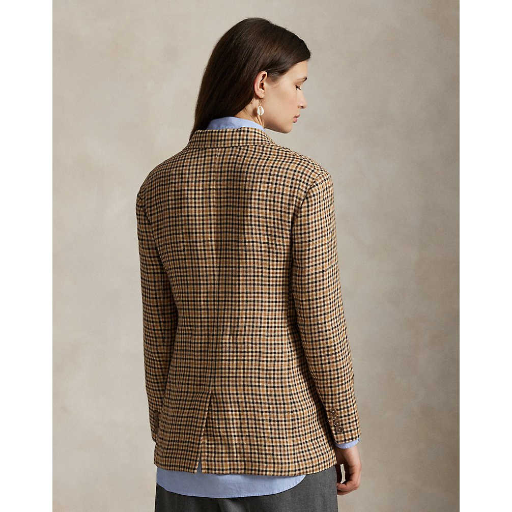 'Single-Breasted Plaid Tweed Blazer' pour Femmes