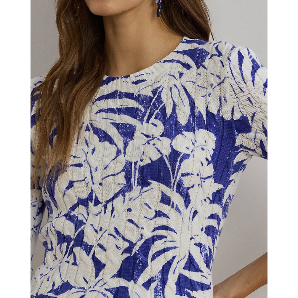'Print Cable-Knit Cotton Sweater' pour Femmes
