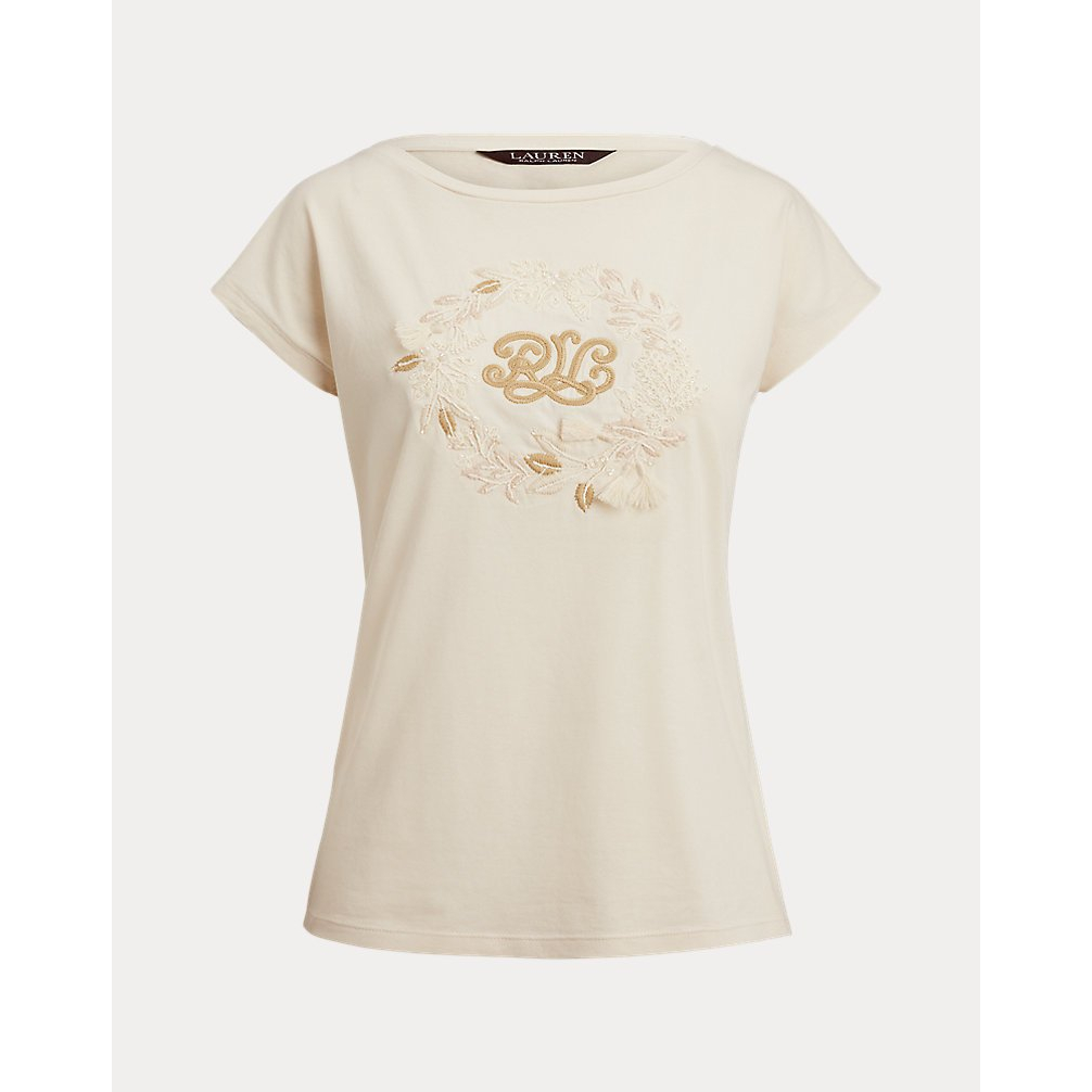 'Embroidered-Logo Cotton Jersey Tee' pour Femmes