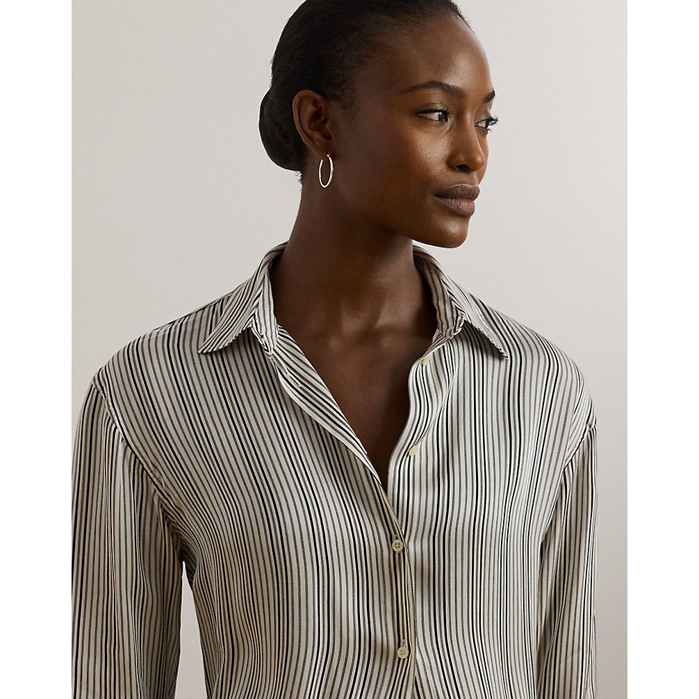 'Relaxed Fit Striped Satin Shirt' pour Femmes