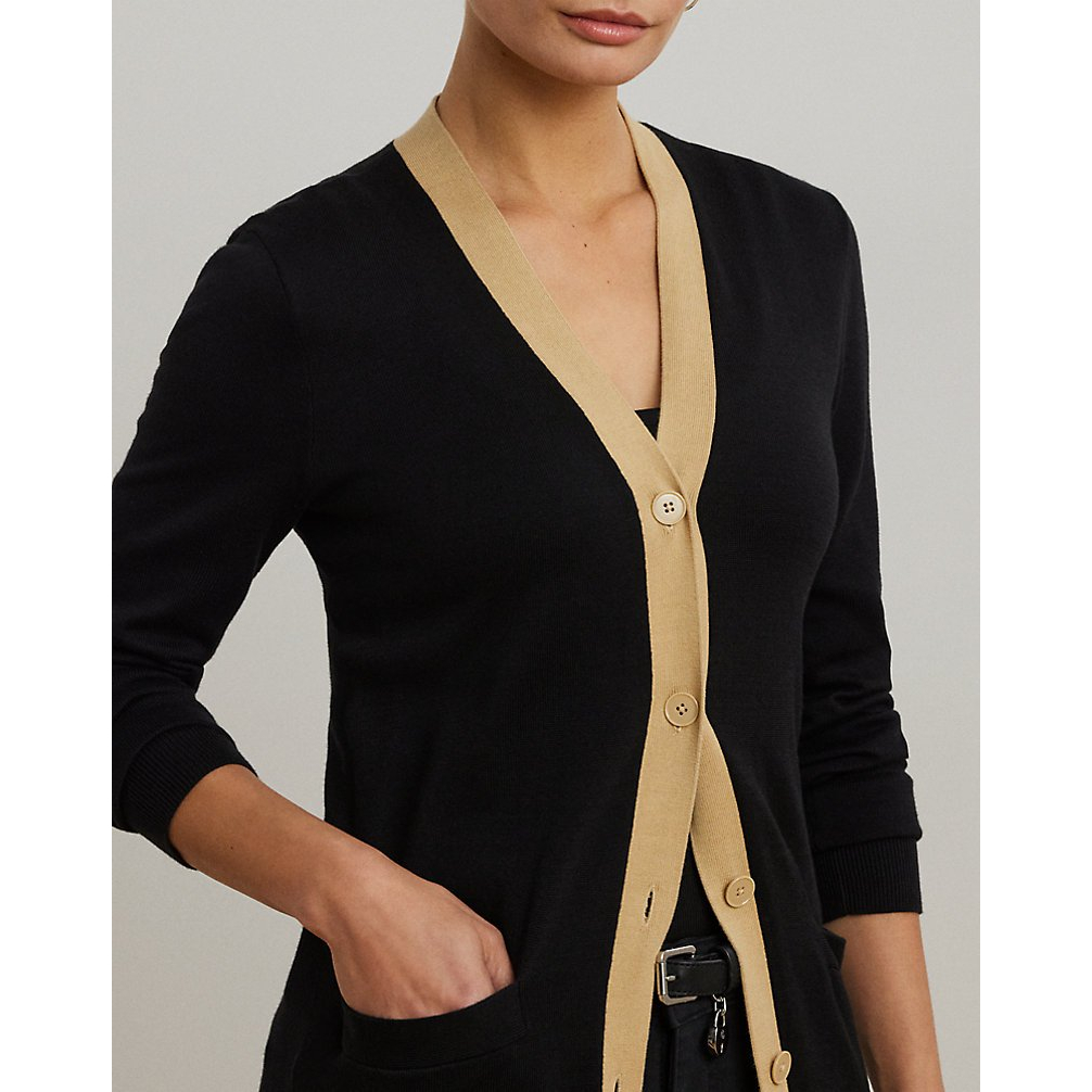 'Two-Tone Cotton-Blend Cardigan' pour Femmes