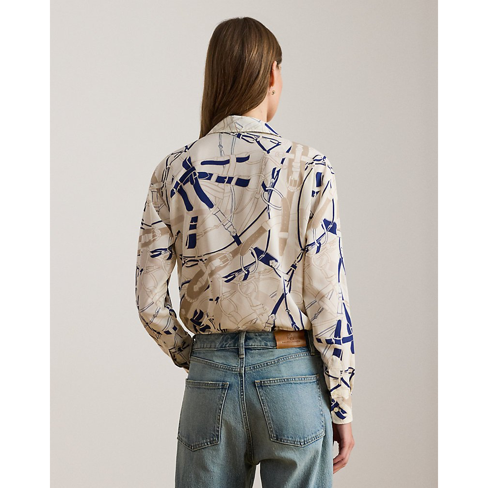 'Relaxed Fit Belting-Print Crepe Shirt' pour Femmes