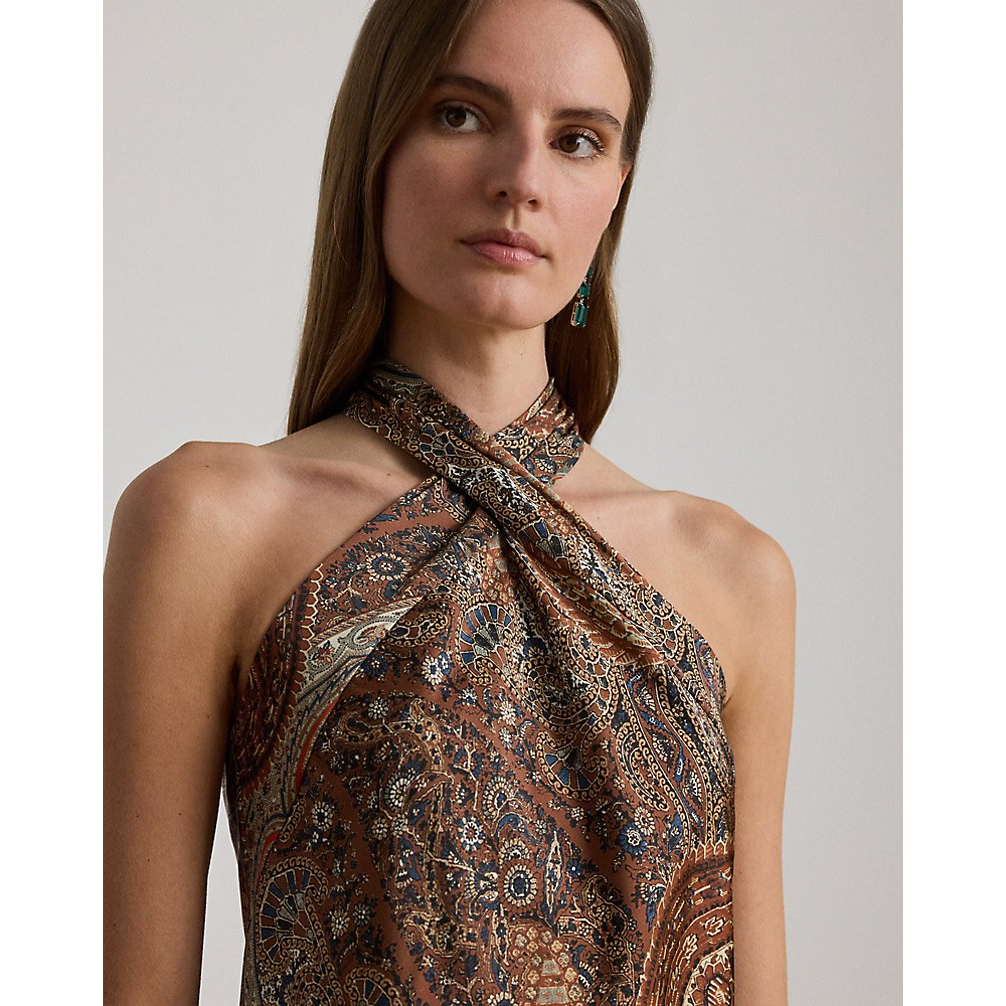 'Paisley Charmeuse Halter Cocktail Dress' pour Femmes