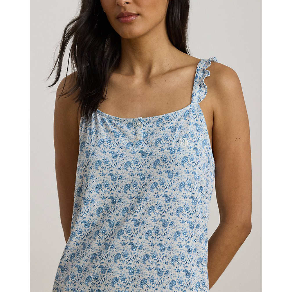 'Paisley Ruffle-Trim Jersey Nightgown' pour Femmes