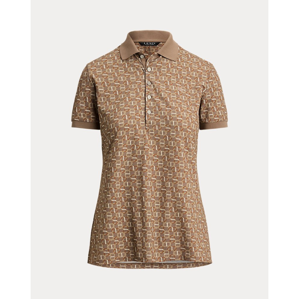 'Geo-Print Stretch Piqué Polo Shirt' pour Femmes