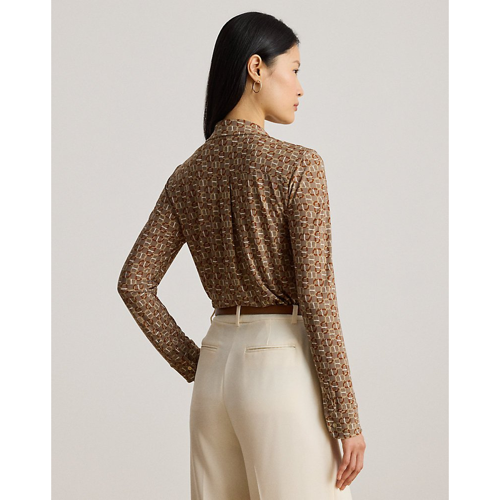 'Slim Fit Geo-Print Jersey Shirt' pour Femmes