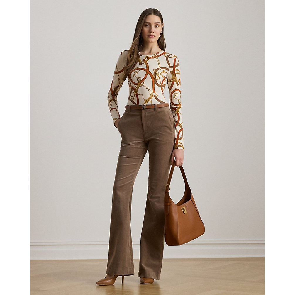 'Belting-Print Cotton Long-Sleeve Tee' pour Femmes