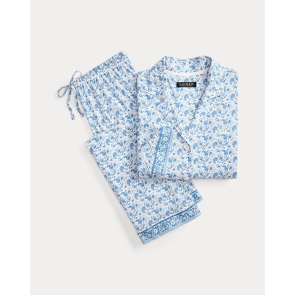 'Paisley Cotton-Blend-Jersey Sleep Set' pour Femmes