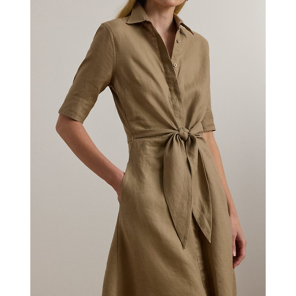 'Tie-Front Linen Shirtdress' pour Femmes