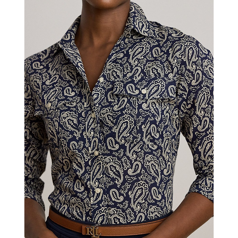 'Classic Fit Paisley Cotton Voile Shirt' pour Femmes