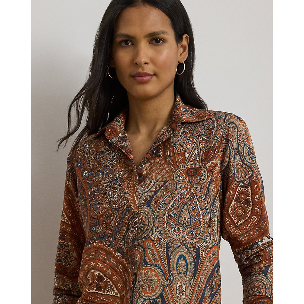'Classic Fit Paisley Crepe Shirt' pour Femmes