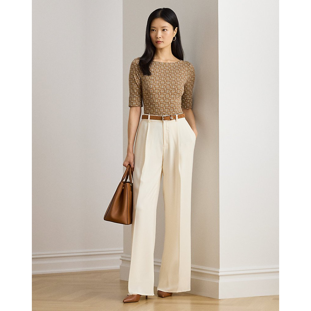 'Geo-Print Stretch Cotton Boatneck Tee' pour Femmes