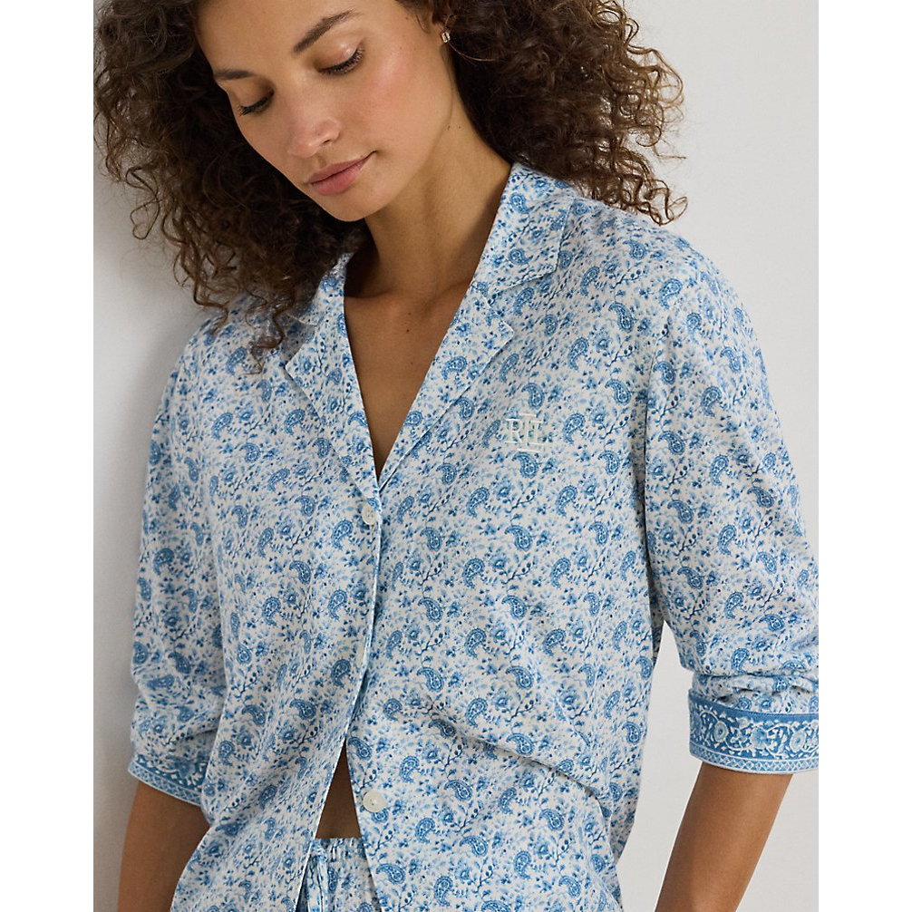 'Paisley Cotton-Blend-Jersey Sleep Set' pour Femmes