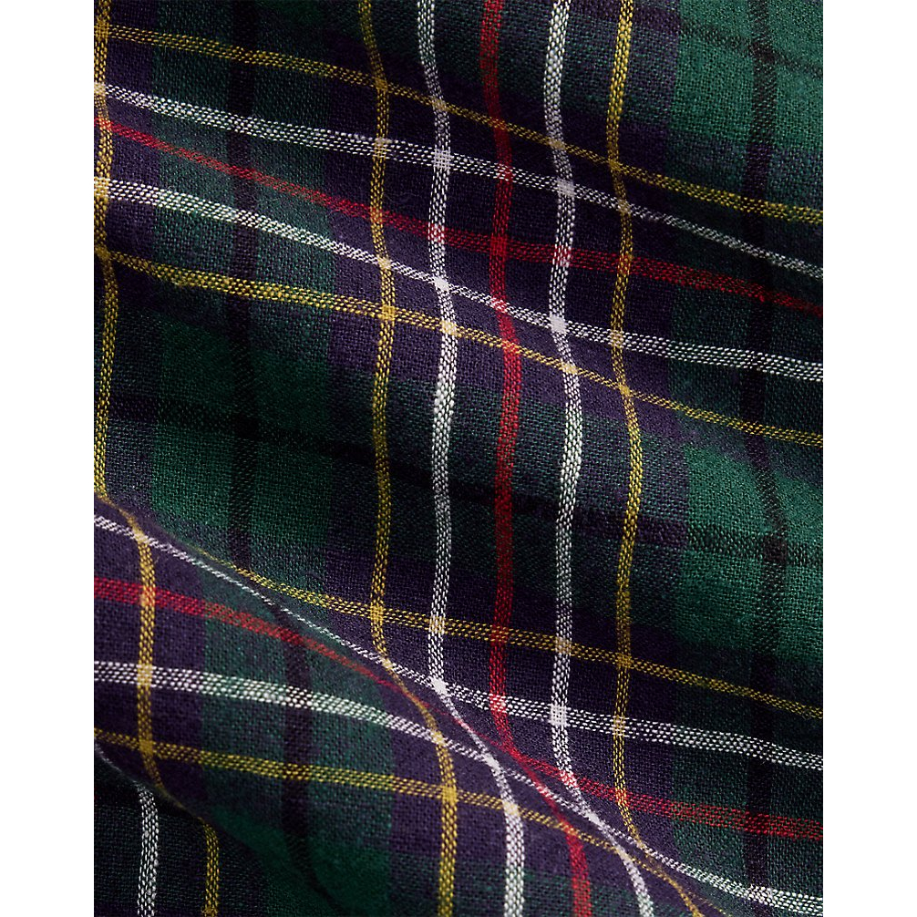 'Classic Fit Plaid Linen-Cotton Shirt' pour Hommes