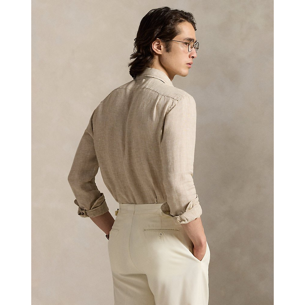 'Classic Fit Houndstooth Linen Shirt' pour Hommes