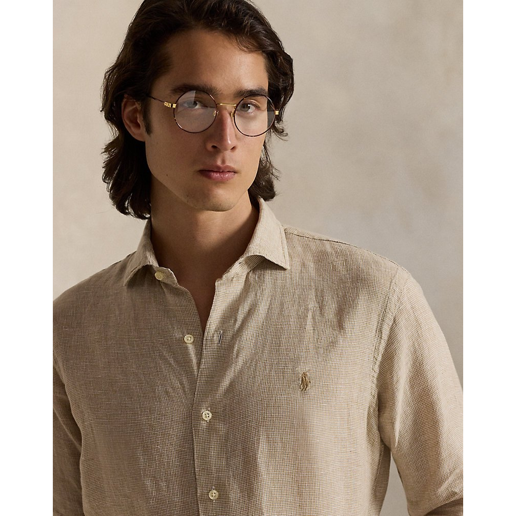 'Classic Fit Houndstooth Linen Shirt' pour Hommes