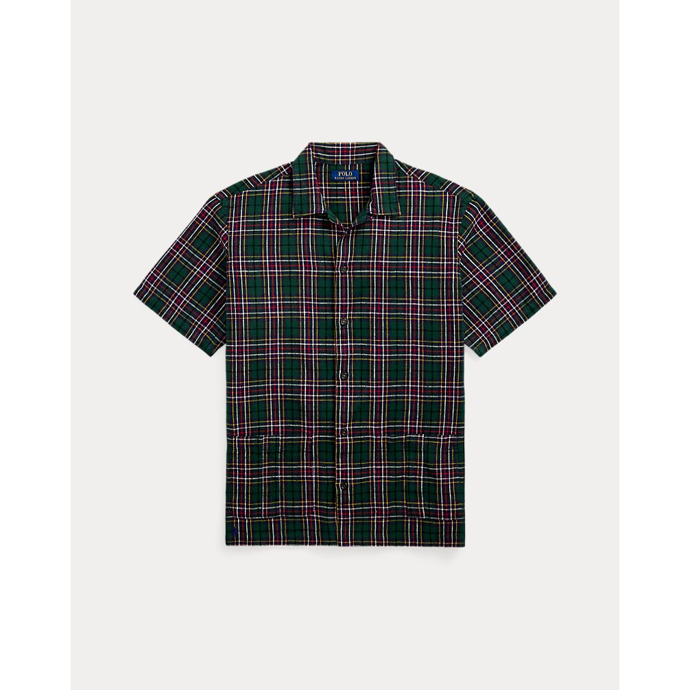 'Classic Fit Plaid Linen-Cotton Shirt' pour Hommes