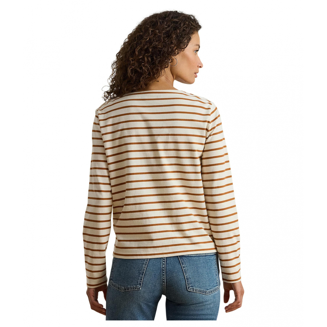 'Striped Jersey Snap-Trim Boatneck Top' pour Femmes