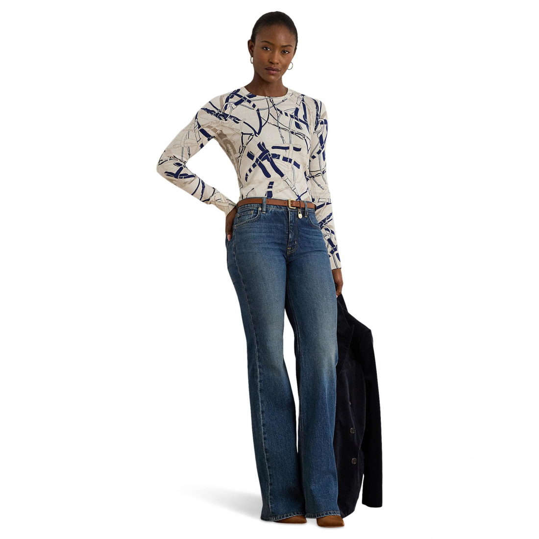 'Belting-Print Cotton-Blend Sweater' pour Femmes
