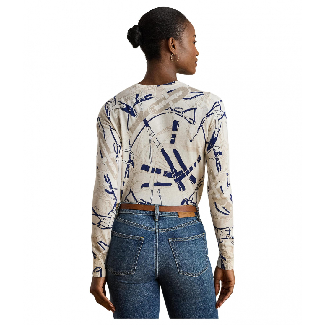 'Belting-Print Cotton-Blend Sweater' pour Femmes