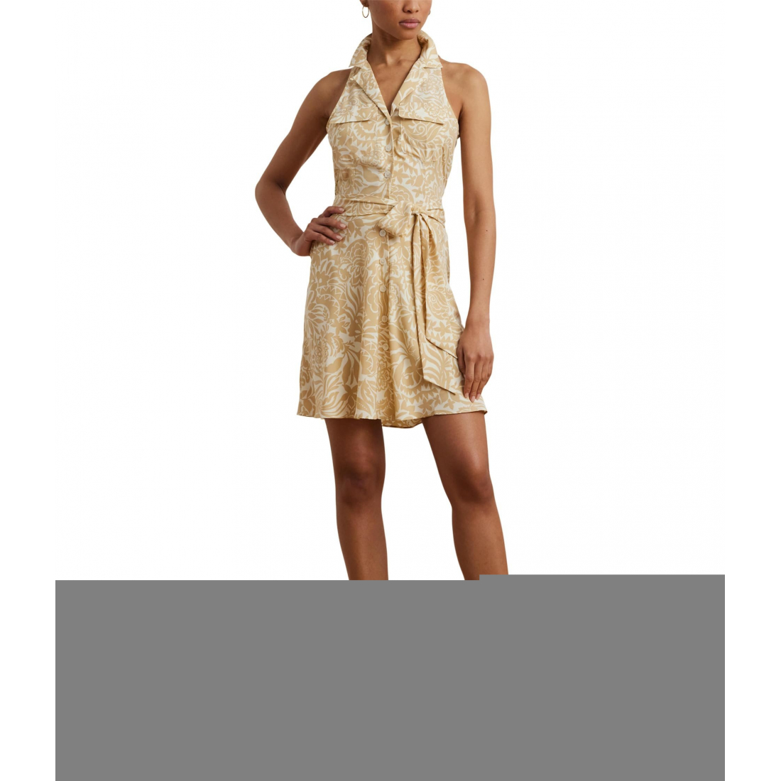 'Floral Crepe Sleeveless Shirtdress' pour Femmes