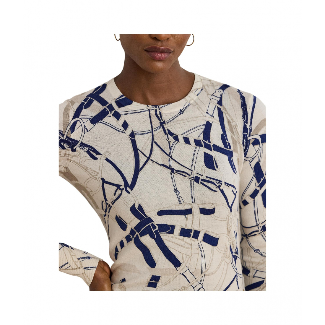 'Belting-Print Cotton-Blend Sweater' pour Femmes