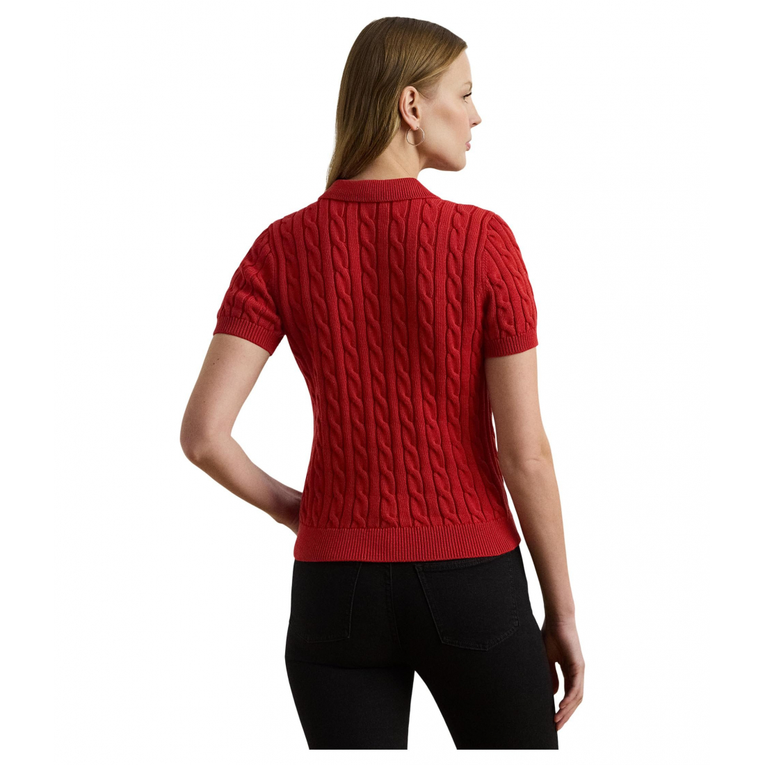 'Cable-Knit Cotton Polo Sweater' pour Femmes