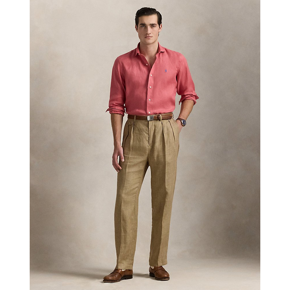 'Classic Fit Houndstooth Linen Shirt' pour Hommes