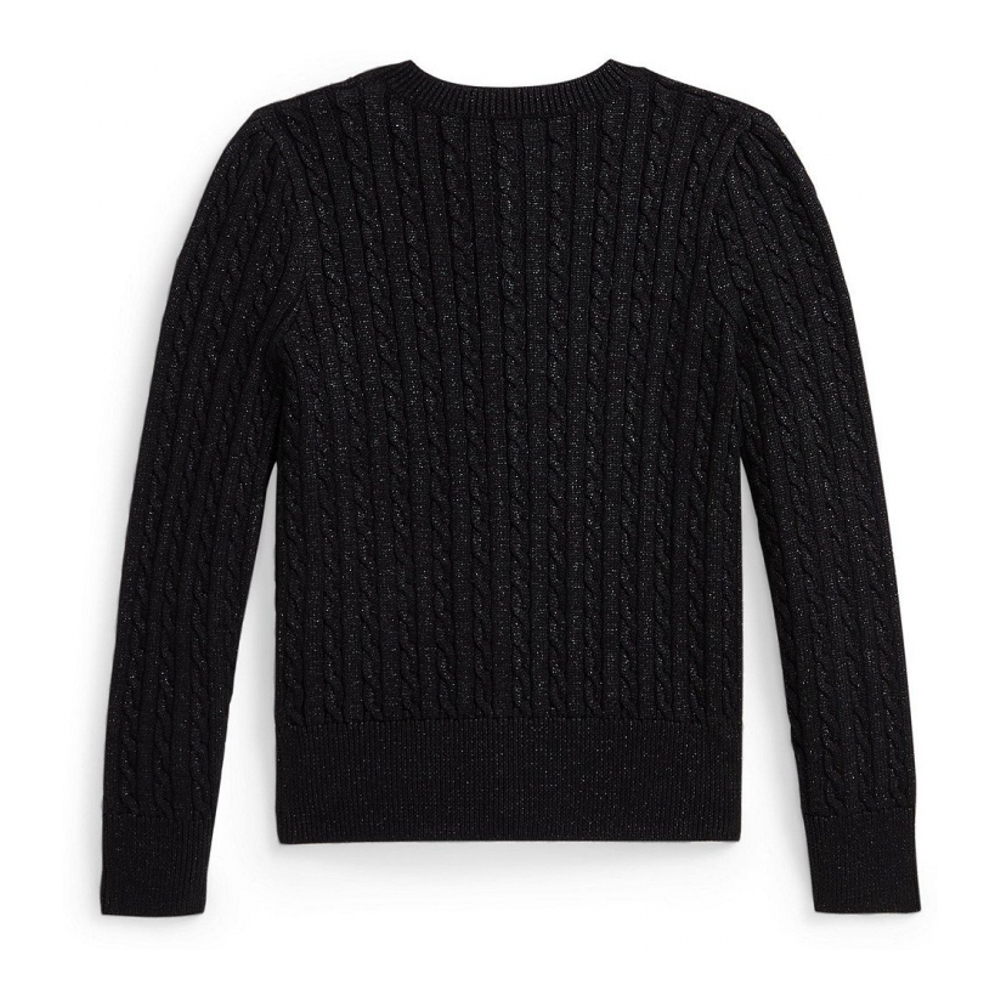 'Girls 2T-6X Metallic Cable Cotton-Blend Cardigan Sweater'