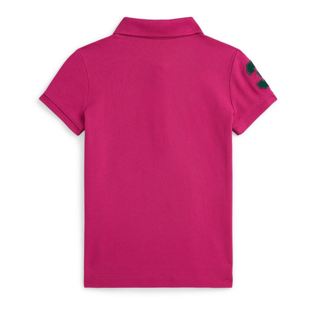 'Girls 2T-6X Big Pony Stretch Mesh Polo Shirt'