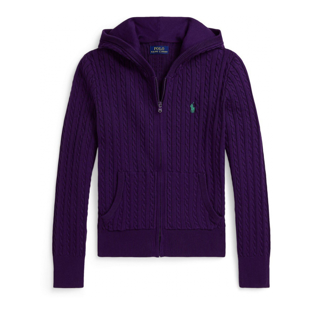'Girls 7-16 Mini-Cable Full-Zip Hoodie'