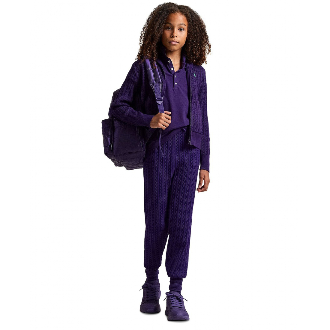 'Girls 7-16 Mini-Cable Full-Zip Hoodie'