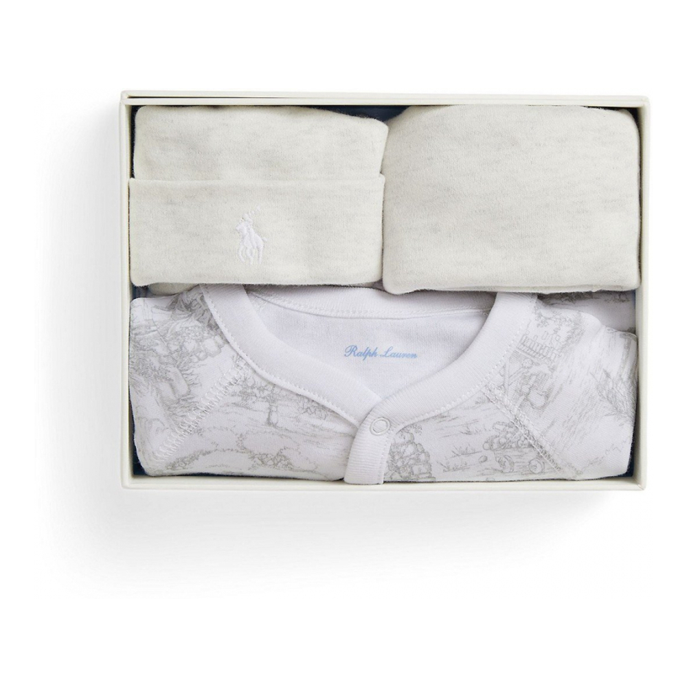 'Baby Boys and Girls Toile Cotton 3-Piece Gift Set'