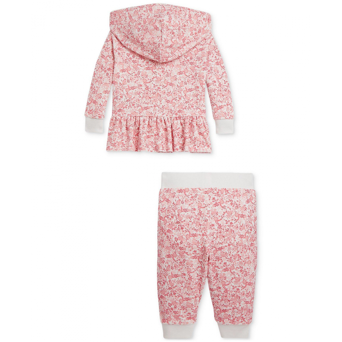 'Baby Girls Floral Velour Hoodie & Pant Set'