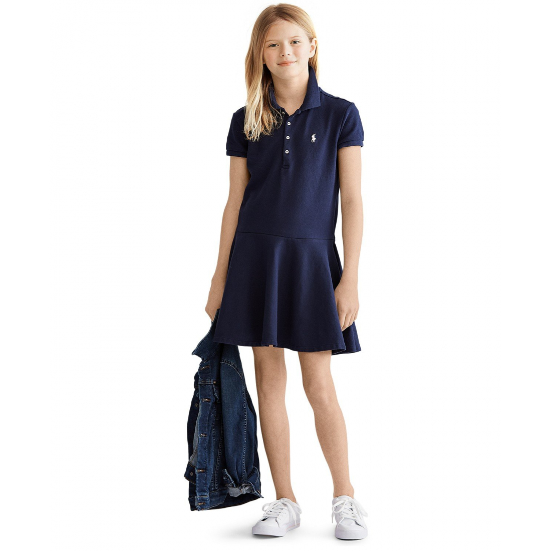 'Girls 7-16 Cotton Mesh Short-Sleeve Polo Dress'