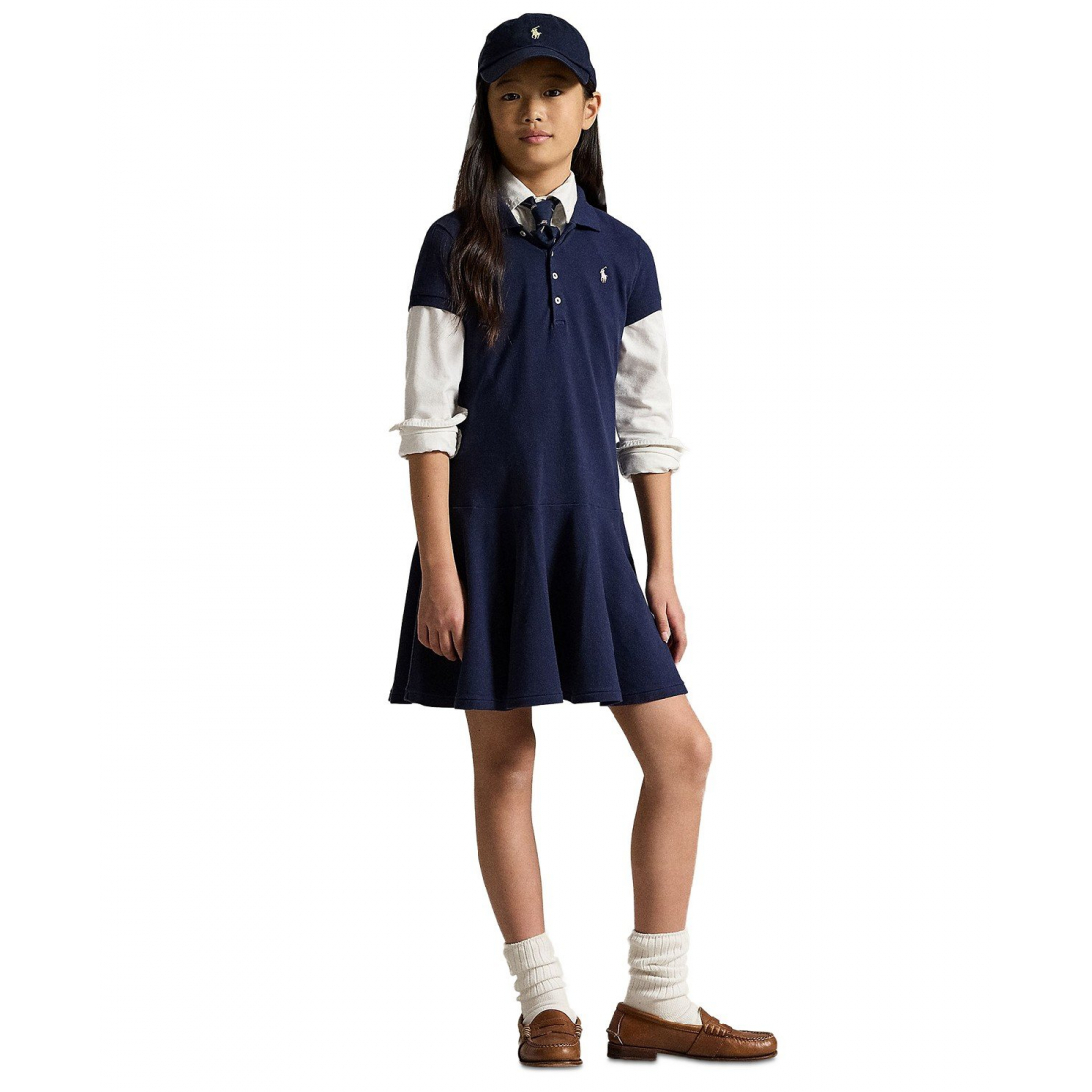 'Girls 7-16 Cotton Mesh Short-Sleeve Polo Dress'