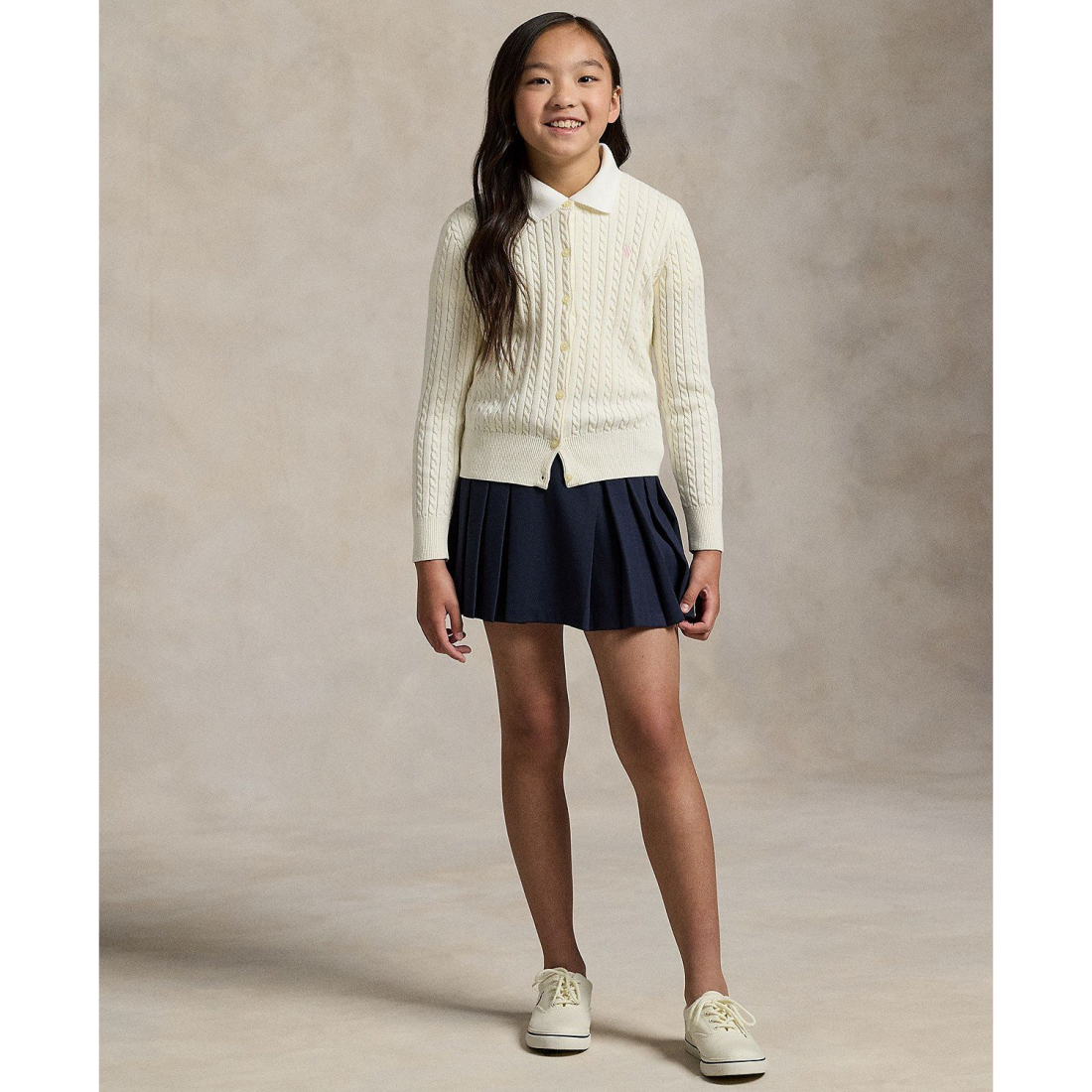 'Girls 7-16 Cable-Knit Cotton Cardigan'