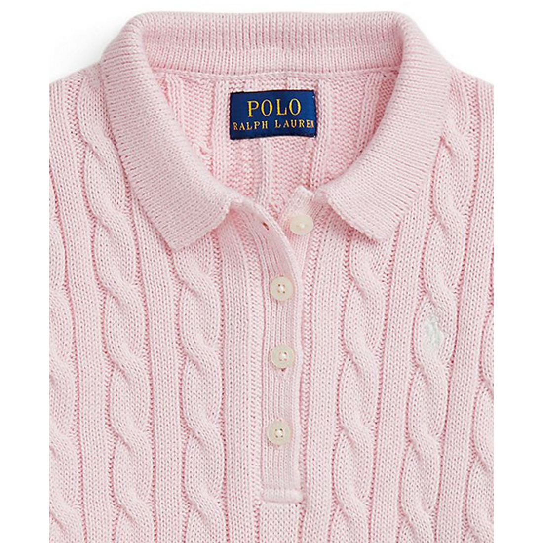 'Girls' 2T-6X Cable-Knit Cotton Polo Sweater Dress'