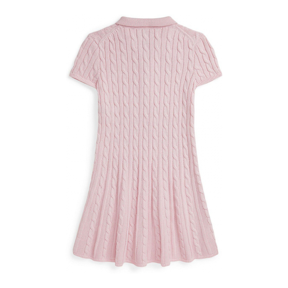 'Girls' 7-16 Cable-Knit Cotton Polo Sweater Dress'