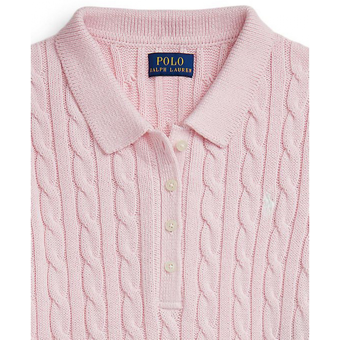 'Girls' 7-16 Cable-Knit Cotton Polo Sweater Dress'