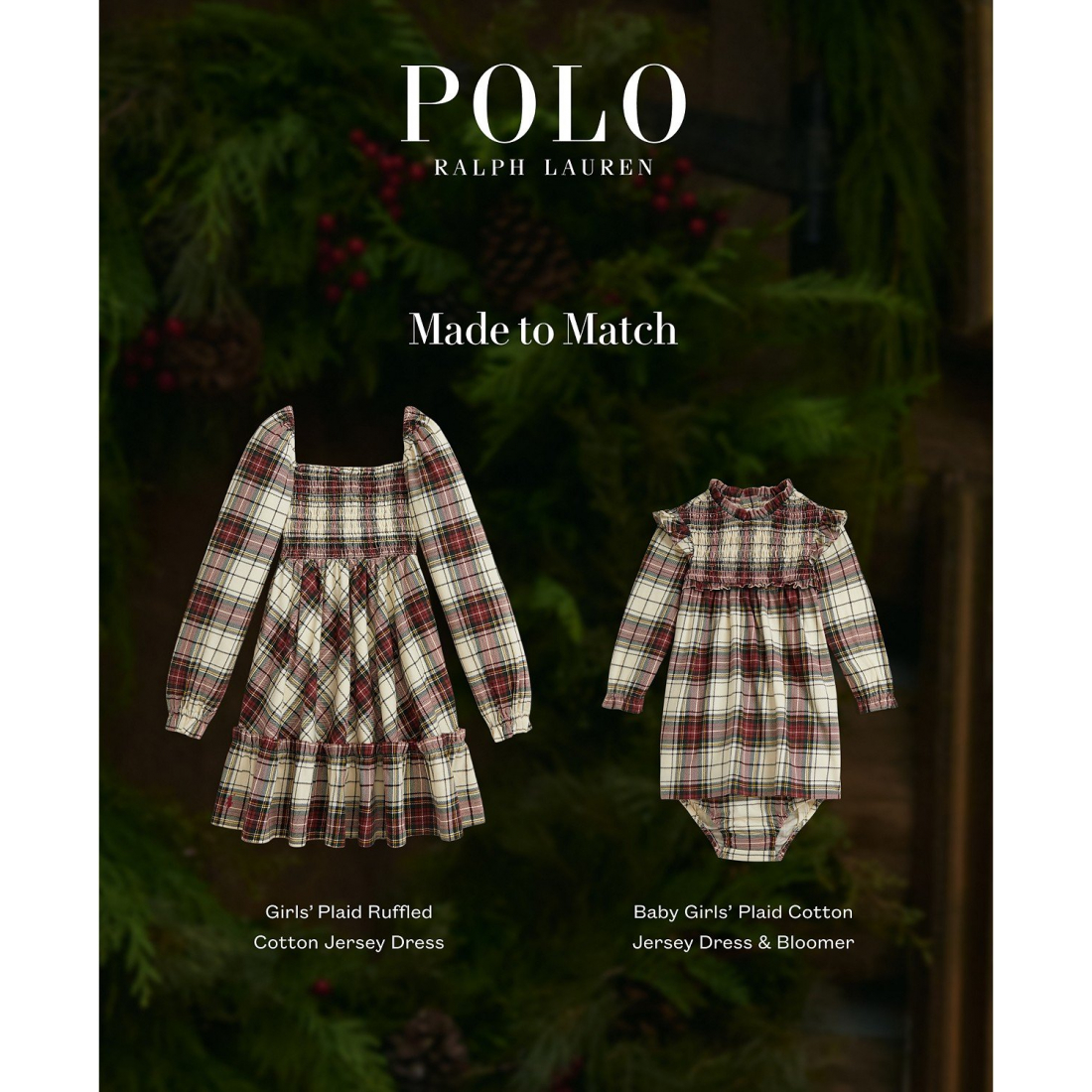 'Girls' 7-16 Long-Sleeve Plaid Ruffled Dress'