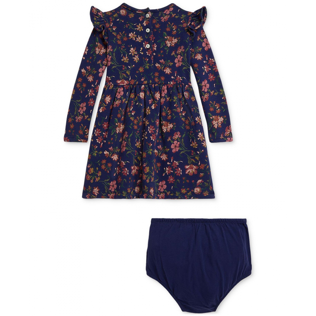 'Baby Girls Floral Fleece Dress'